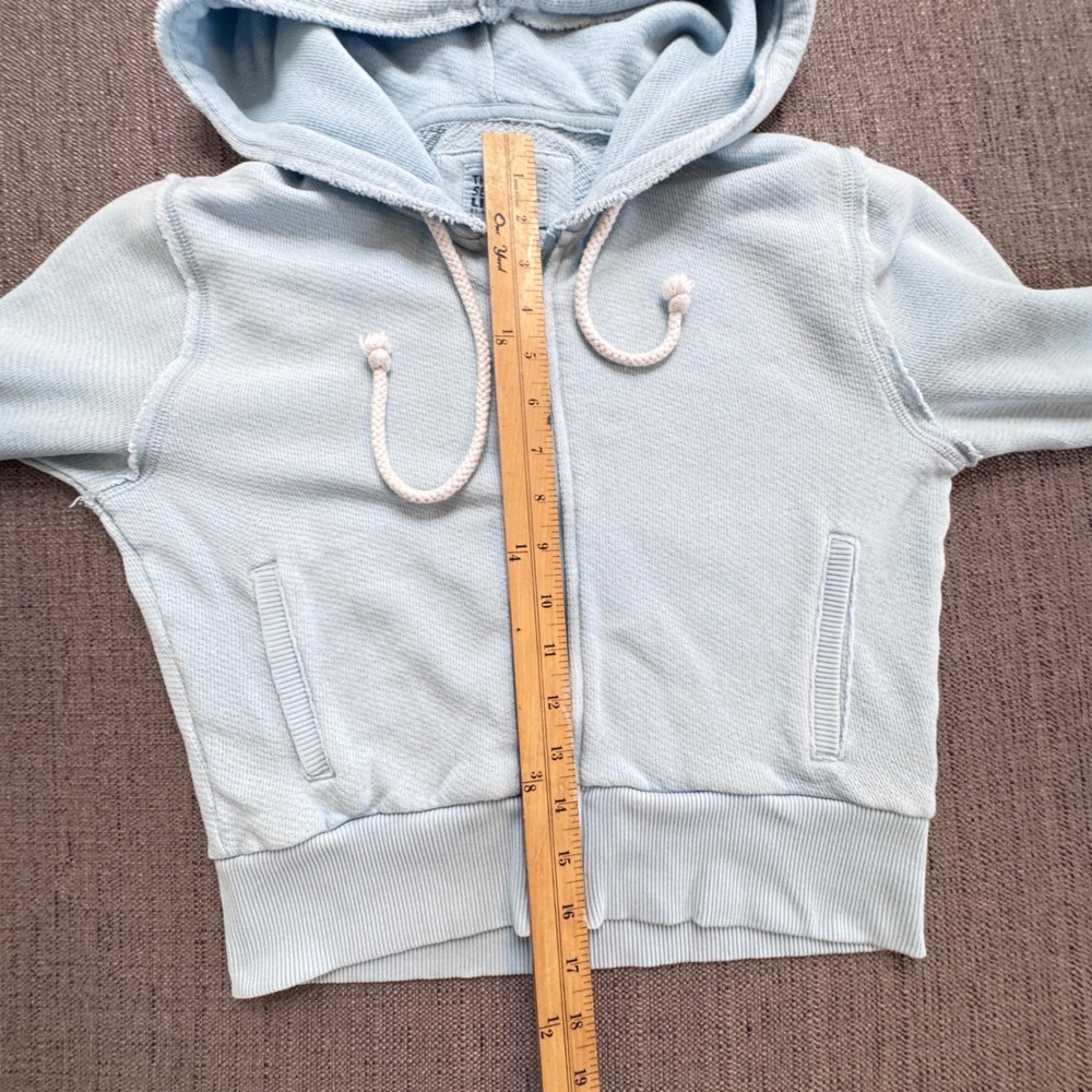 American Eagle Seriously Lived-In Cropped Zip Up Hoodie Light Blue Small - Picture 5 of 9